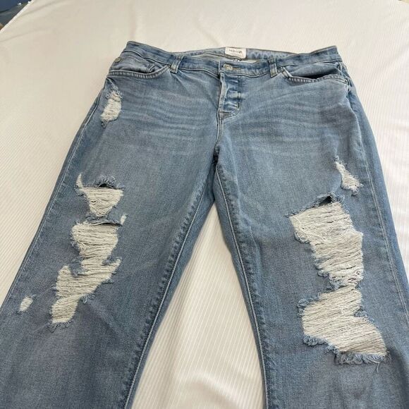 Hudson Riley Crop Relaxed Straight Destroyed Denim Jeans Size 28 - Picture 2 of 10
